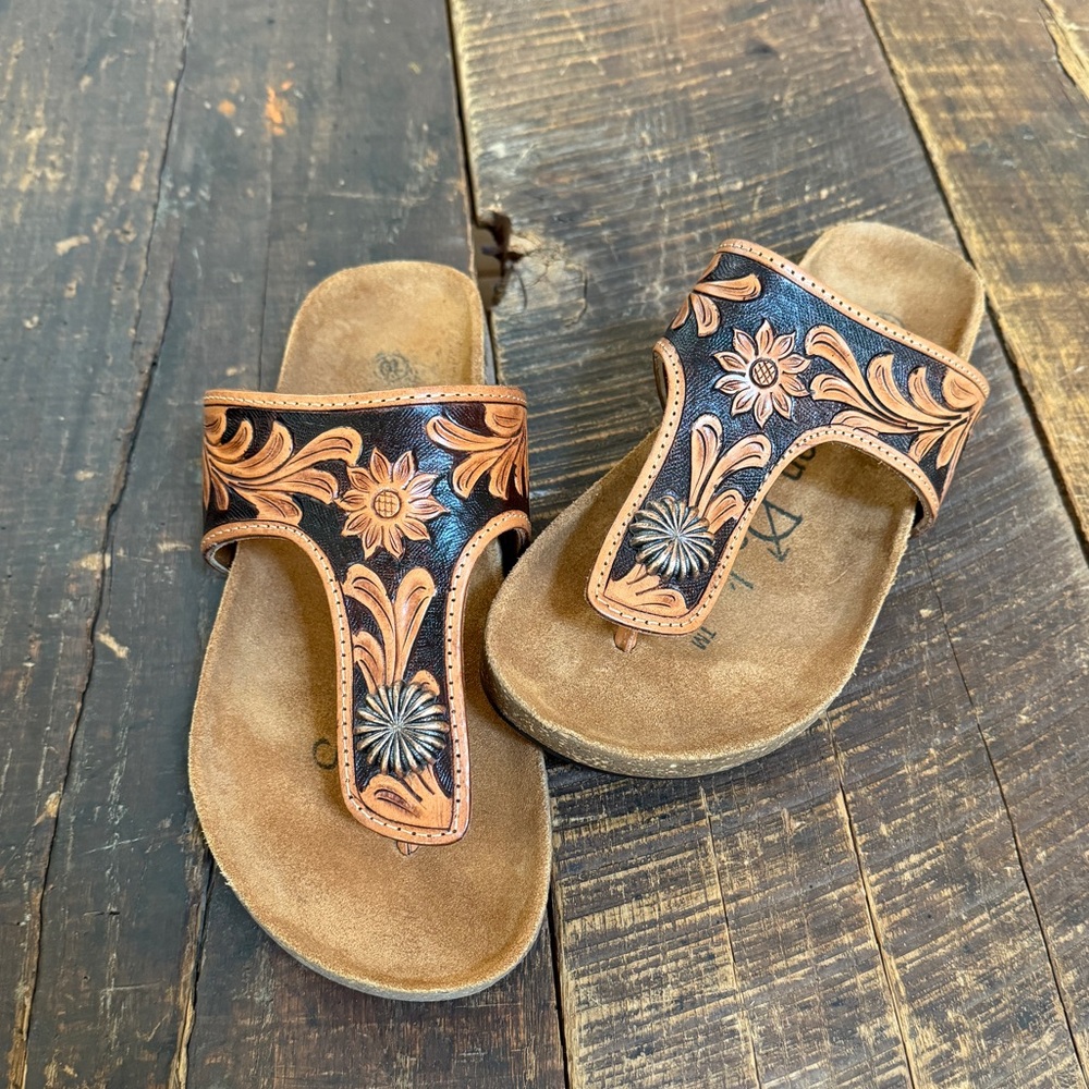 American Darling Tooled Leather Sandals